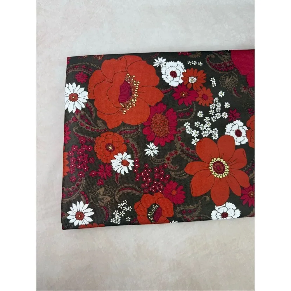 Vintage 1970s Floral Fabric Flower Power Mod MCM Polyester Knit 64x60” Groovy Re